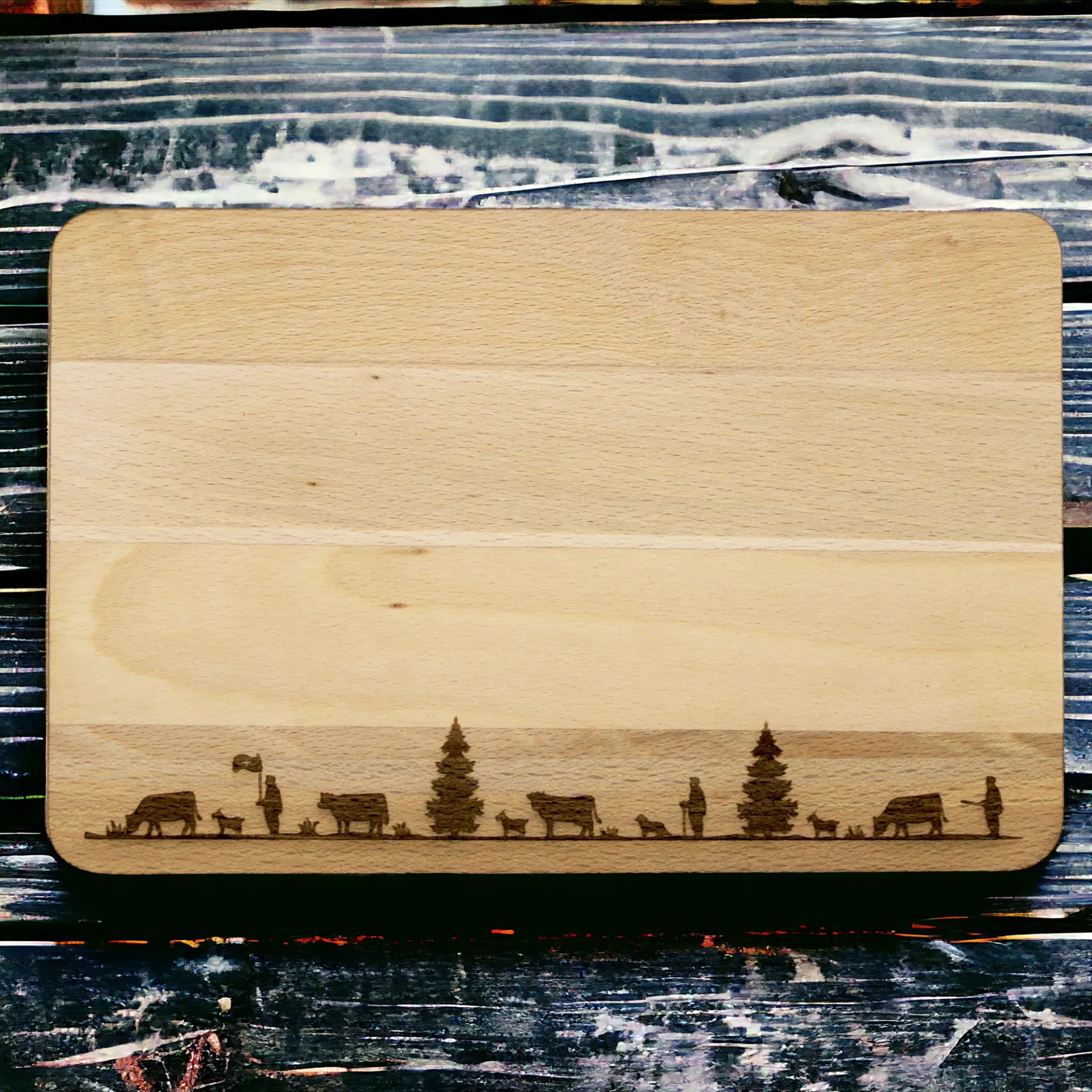 [EvGe-La-106] Frühstückbrettchen - Alpaufzug - Buche