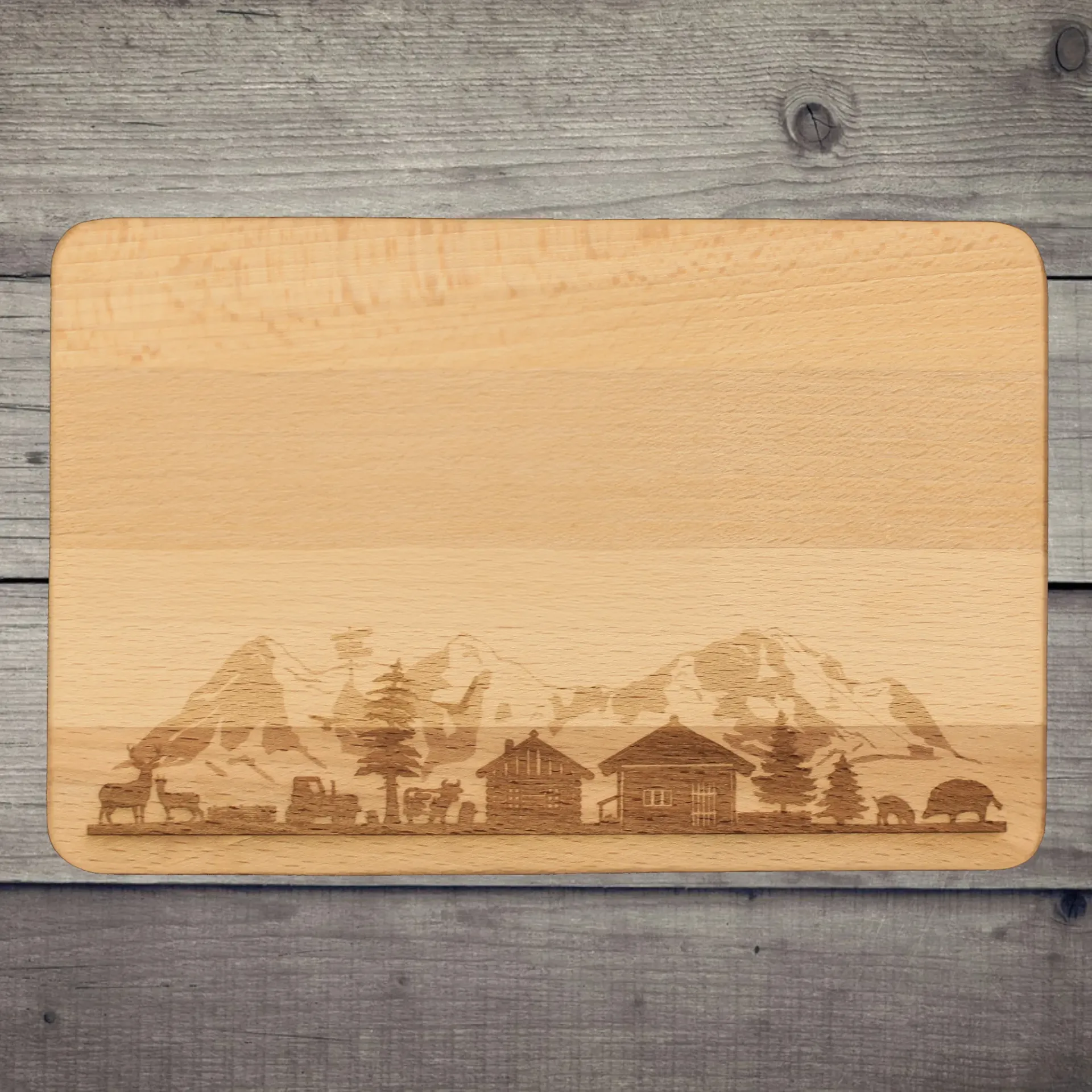 [EvGe-La-109] Frühstückbrettchen - Berglandschaft - Buche