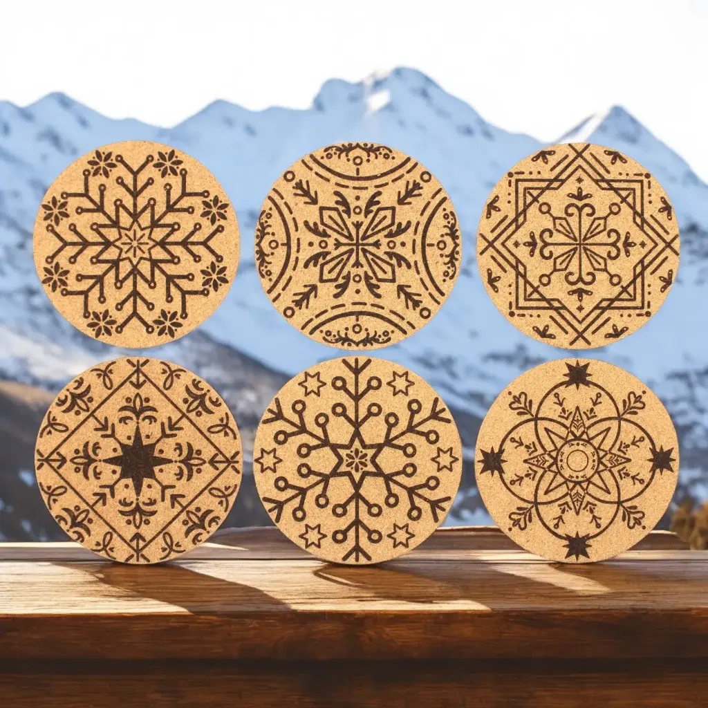 Schneeflocken Edition Korkuntersetzer – Ø10cm
