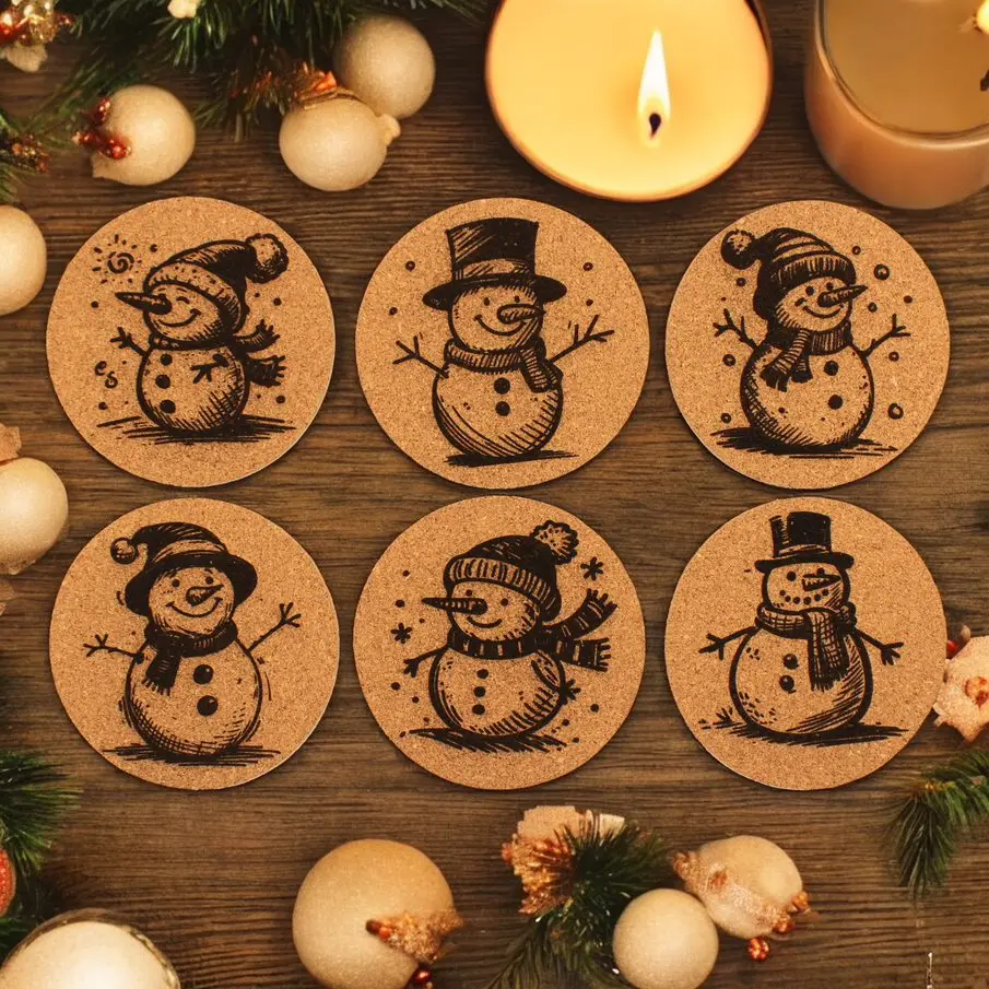 [EvGe-La-215] Snowman Edition Korkuntersetzer – Ø10cm