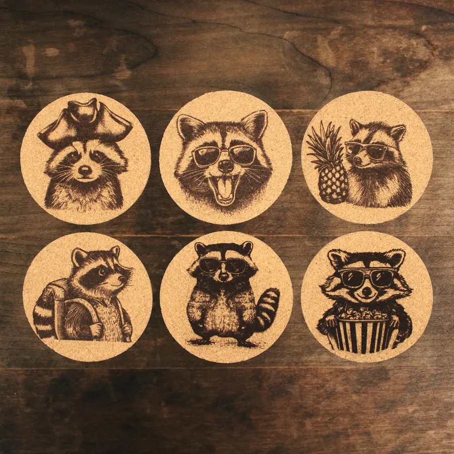 [EvGe-La-202] Raccoon Edition Korkuntersetzer – Ø10cm